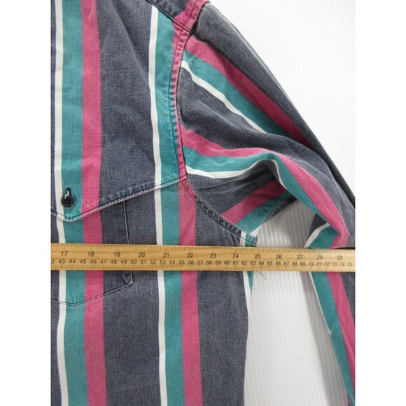 VINTAGE Wrangler Brushpopper Shirt XL Pink Western Striped Cowboy * - Picture 6 of 13